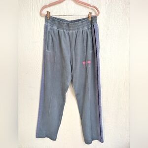 PALM ANGELS Blue Gray With Pink Palm Trees Track Pants Women's Size XL Authentic